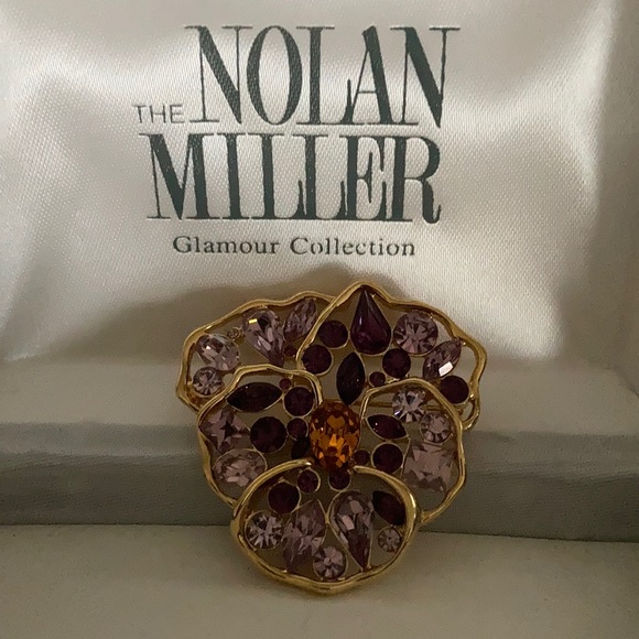 NOLAN MILLER VINTAGE CRYSTAL WILD PANSY PIN - Picture 5 of 7
